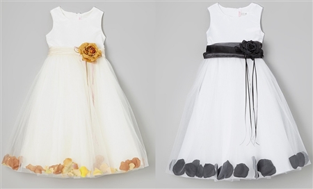 #KD160B champagne-black : Flower Petal Dress