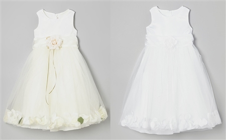 #KD160B ivory-white : Flower Petal Dress