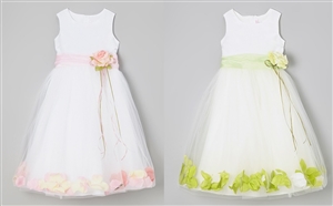 #KD160B pink-lime : Flower Petal Dress
