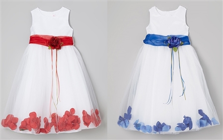 #KD160B red-blue : Flower Petal Dress