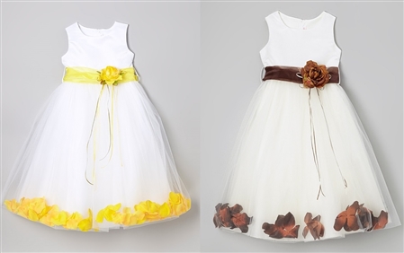 #KD160B yellow-choco : Flower Petal Dress