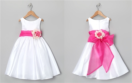 #KD204N-1 : Poly Silk Organza Sash Girl Dress