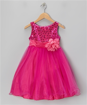 #KD305N fuchsia : Sequin Girl Party Dress