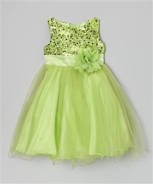 #KD305N lime : Sequin Girl Party Dress