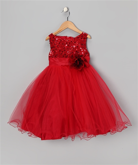 #KD305N red : Sequin Girl Party Dress