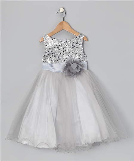 #KD305N silver : Sequin Girl Party Dress