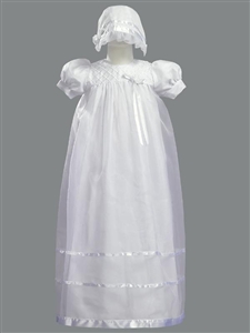 #LT2210 : Lace Bib Girls Christening/ Baptism Dress