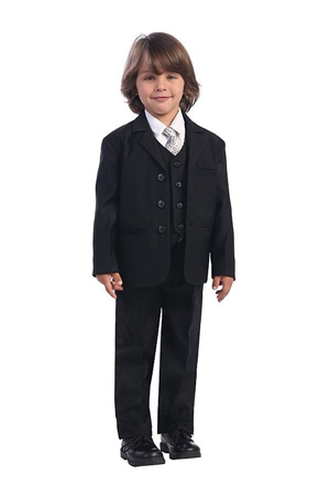 #LT3710BK: Boys Formal Suit with Vest and Tie