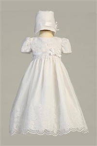 #LTAmber : White Embroidered Satin Ribbon Tulle Dress