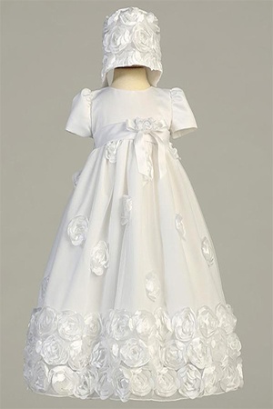 LTClarice : Floral ribbon tulle dress with bonnet