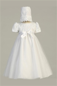 #LTLillian  : Embroidered satin ribbon bodice with tulle skirt and bonnet