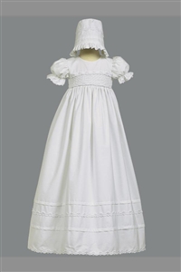 #LTMarie : Girls Christening Smocked Bodice Cotton Christening Gown