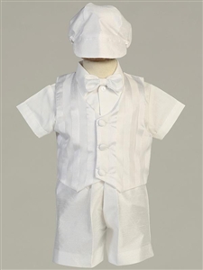 #LTRichard : Shantung striped organza vest with shantung shorts and hat