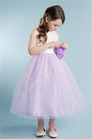 Adorable Dim Satin & Tulle Gown with Carnation (#PA212)