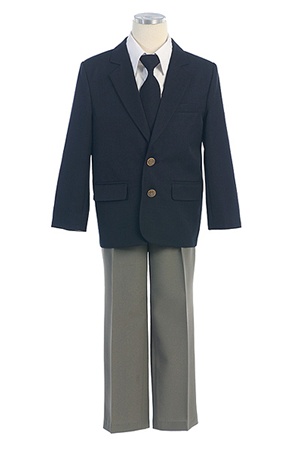 #SKM130G : Boy's 4-Piece Navy Blazer Set