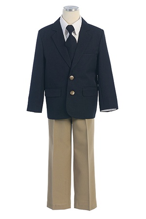 #SKM130T :Boy's 4-Piece Navy Blazer Set