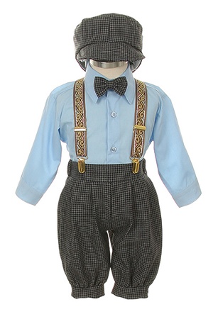 # SKS101BB : Boys Blue Brown 5-piece suspender set