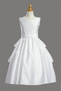 #SP853 : Satin Bodice with Pearl Accents and Satin Skirt with Cummerbund