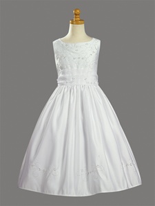 #SP883 : Beaded Satin Bodice and Skirt with Beaded Organza Sash