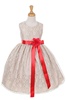 Elegant Lace Dress with Satin Ribbon and Flower Decorated
